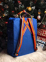 Рюкзаки та ранці шкільні Fjallraven Kanken. Рюкзак Канкен блакитний з райдужними ручками. Рюкзаки в школу 16л, фото 5