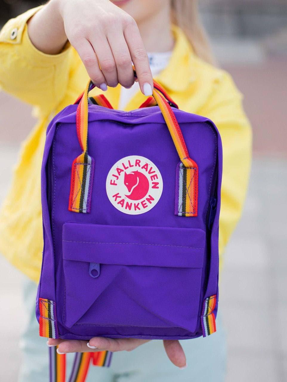 Шкільні портфелі Канкен. Рюкзаки Fjallraven Kanken Mini Rainbow. Рюкзак фіолетовий молодіжний шкільний 7л, фото 1