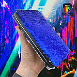 Сумка Клатч із паєтками  синій + друк на ній з 2 боків, фото 6