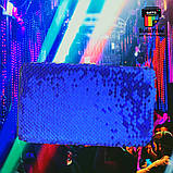 Сумка Клатч із паєтками  синій + друк на ній з 2 боків, фото 4