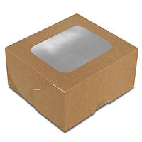 Подарочная коробка крафт с окошком 100х90Х50 50 шт коробка крафт для сувениров, короба для подарков