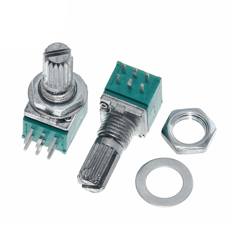 Змінний резистор RK097G, 50кОм, B50K, Потенціометр здвоєний 6pin ...