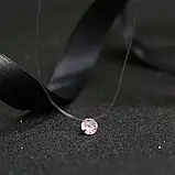 Кулон рожевий камінчик на прозорій волосіні-резинці, фото 2