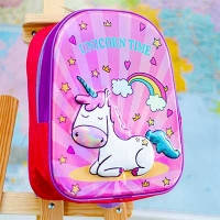 Детский дошкольный рюкзак Единорог 1 отделение для девочки легкий ткань+пластик 2D Розовый