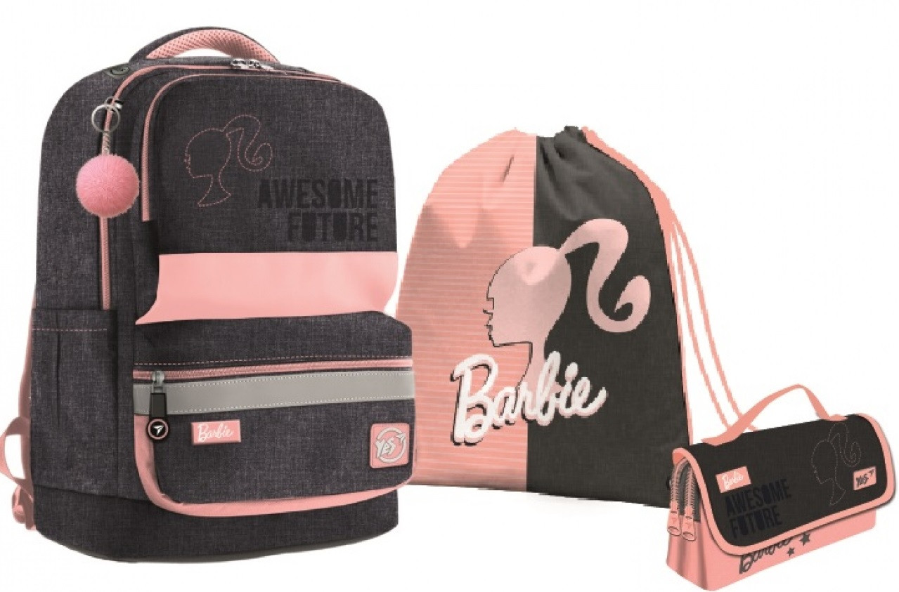 Набір: рюкзак ортопедичний + сумка для взуття + пенал "YES» S-30 Juno XS "Barbie" Ergo, 558794-1