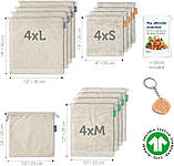 Екомішочки для покупок з органічної бавовни 13 шт Cottify Reusable Produce Bags, фото 3