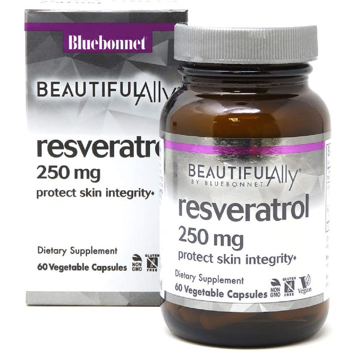 Ресвератрол 250 мг, Beautiful Ally, Bluebonnet Nutrition, Resveratrol 250 мд, 60 рослинних капсул