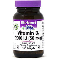 Вiтамiн D3 2000IU, Bluebonnet Nutrition, 100 желатинових капсул
