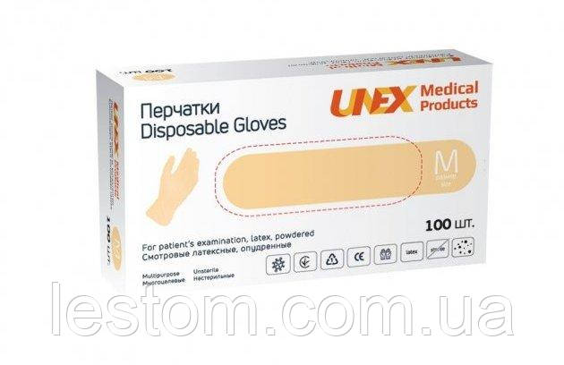 Рукавички латексні розмір M пудровані Unex