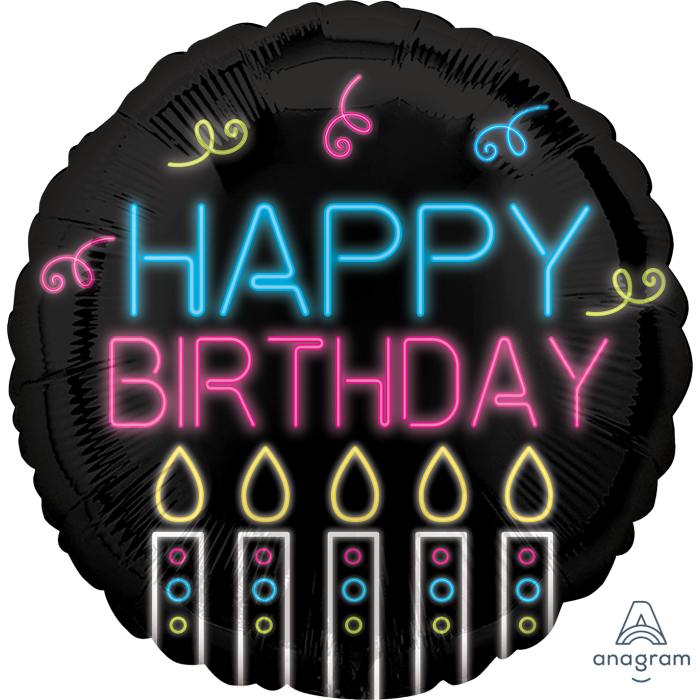А 18" Neon Birthday Candles Pkg. Фольгований шар З Днем народження. Неон - В УП