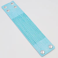 Браслет Блакитний Еко Замш зі стразами