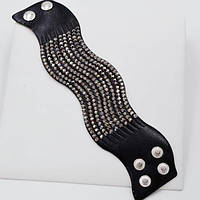 Браслет хвиля чорна екошкіра ширина 4,5 см