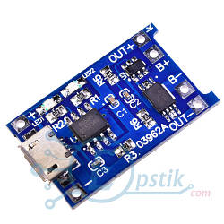 TP4056 microUSB  плата заряду li-ion батарей із захистом