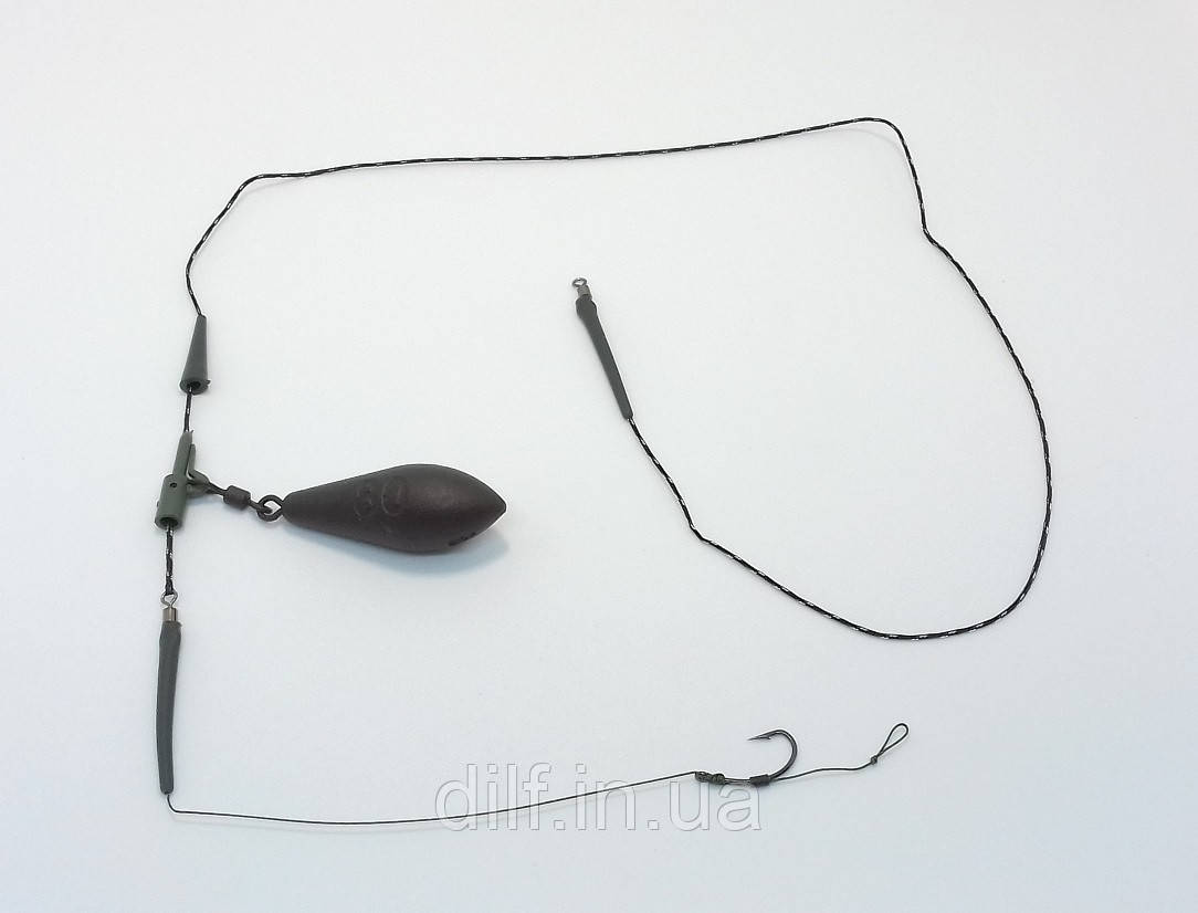 Снасть коропова Mad Carp Куля 70гр на Lead Core безпечна кліпса 1 гачок