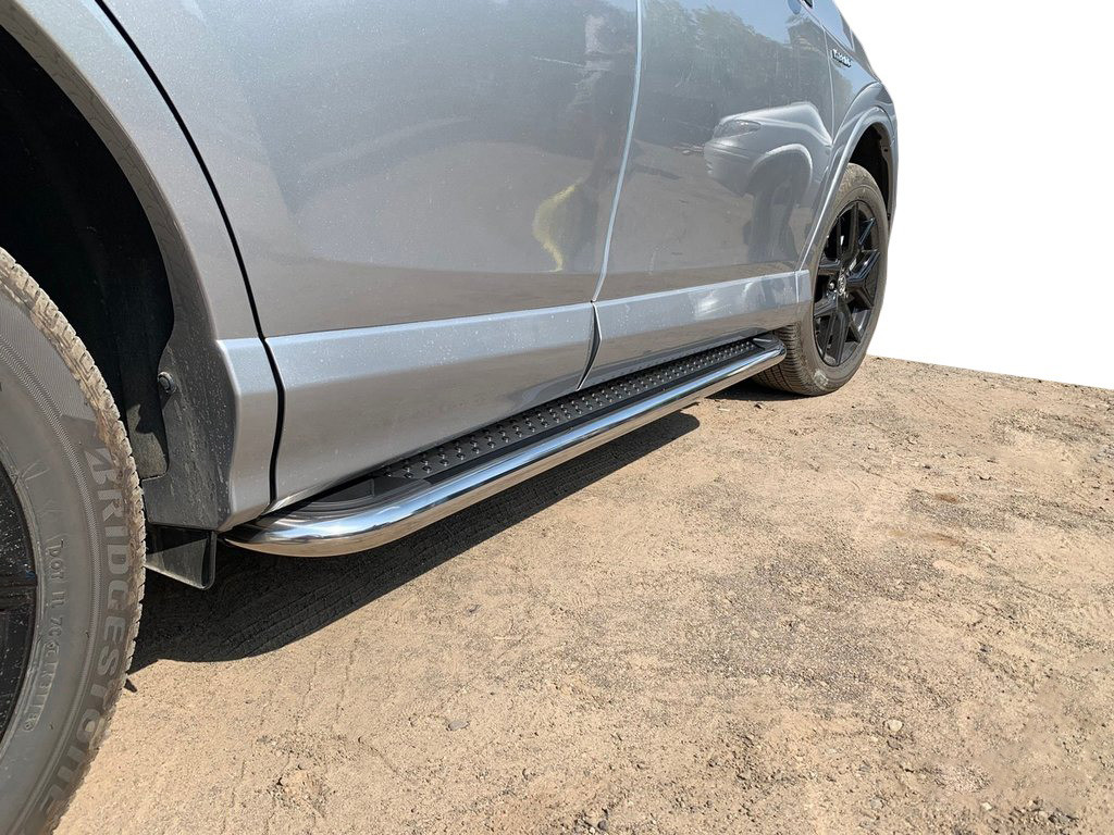 Бокові пороги,підніжки Maydos V2 (2 шт., алюміній -2023 нерж) для мод. Toyota Rav 4 2013-2018 рр., фото 1