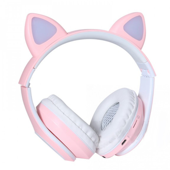 Навушники Bluetooth з котячими вушками TUCCI CT930 LED Pink