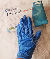 Перчатки Medicom SafeTouch нитриловые, синие, размер L 100 шт, 50пар