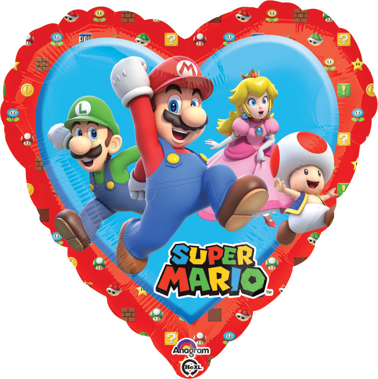 А 18" Mario - Love Balloon. Фольгований шар Серце Маріо