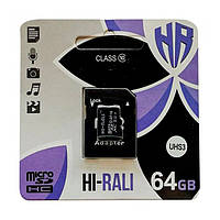 Карта пам'яті microSDХC (UHS-3) Hi-Rali 64 GB class 10 (с адаптером)