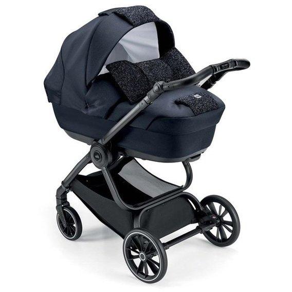 Універсальна коляска 2 в 1 Cam Techno Softy, рама чорна, синій з глиттером (805T/V90/977/513K)