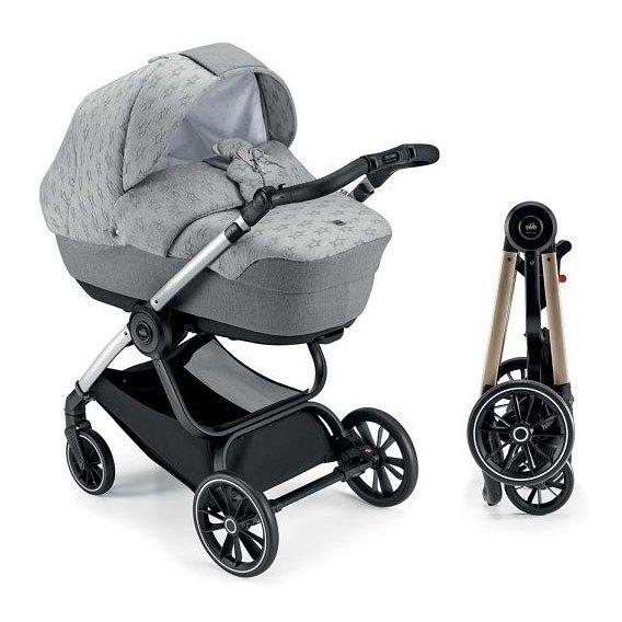 Універсальна коляска 2 в 1 Cam Techno Softy, рама золото, сірий з мишкою (805T/V93/977/514K), фото 1