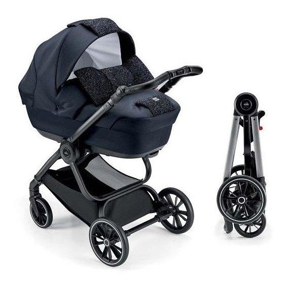 Універсальна коляска 2 в 1 Cam Techno Softy, рама срібла, синій з глиттером (805T/V94/977/513K), фото 1