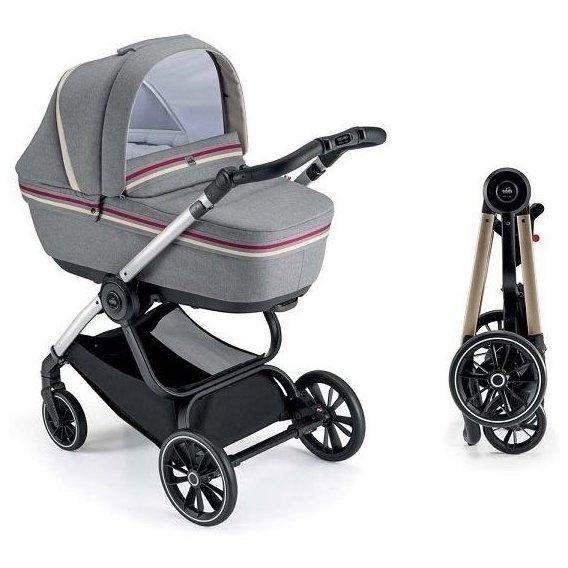 Універсальна коляска 2 в 1 Cam Techno Milano, рама золото, сірий з полоскою (805T/V93/978/553K), фото 1