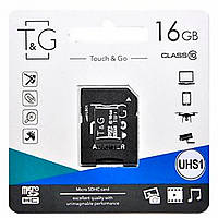 Карта памяти microSDHC T&G 16Gb (UHS-1)(Class 10) + Adapter SD