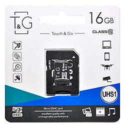 Карта пам`яті microSDHC T&G 16Gb (UHS-1)(Class 10) + Adapter SD