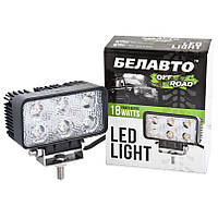 LED фара світлодіодна прямокутний з к 18W (3W*6) 10-30V 111*80*56mm Ближній/Flood "BELAUTO" (BOL0103 Flood) (1шт)