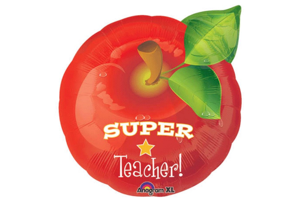 А 18" Junior Shape Super Teacher Apple Balloon Packaged. Куля фольгована Супервчеля — В УП, фото 1