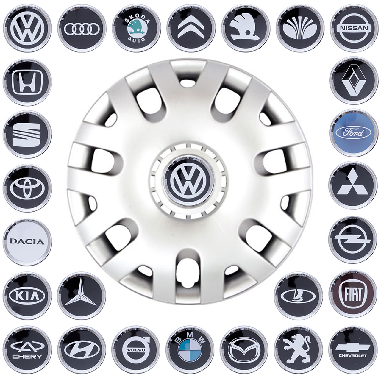 Ковпаки гнучкі колес R13 SKS-204 + емблеми на вибір (VW Polo)