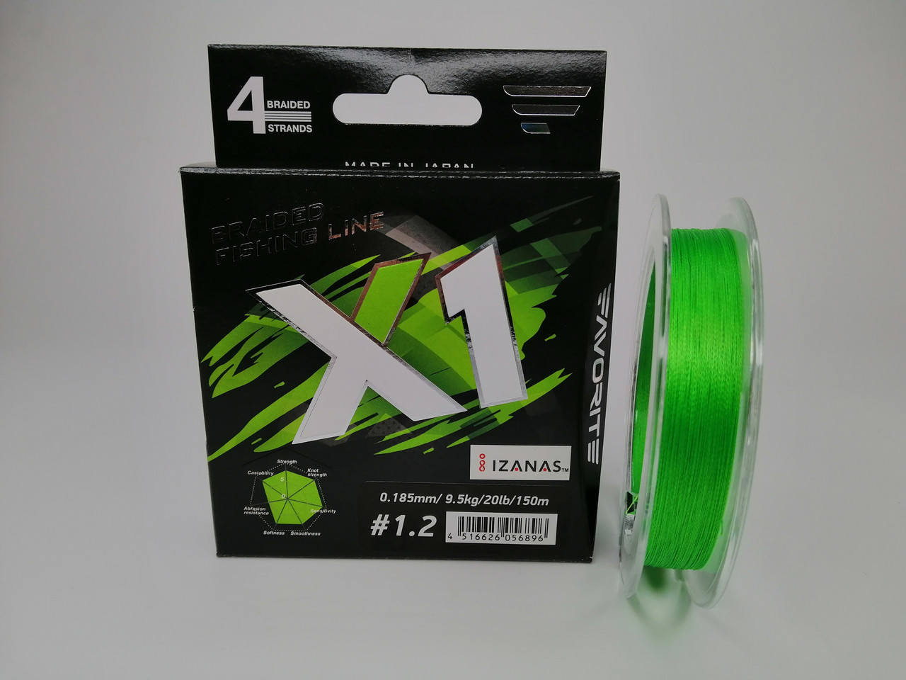 Шнур Favorite X1 PE 4x 150m (l.green) #1.2/0.185 mm 20lb/9.5 kg