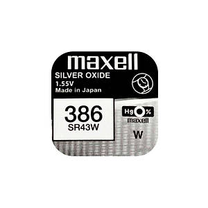 Годинникова батарейка 386 / SR1142W / SR43W / AG12 Maxell (1шт.)