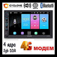 Автомагнітола 2 din android 4G модем 2 gb 4-ядра GPS Wifi Bluetooth Cyclone mp-7093A