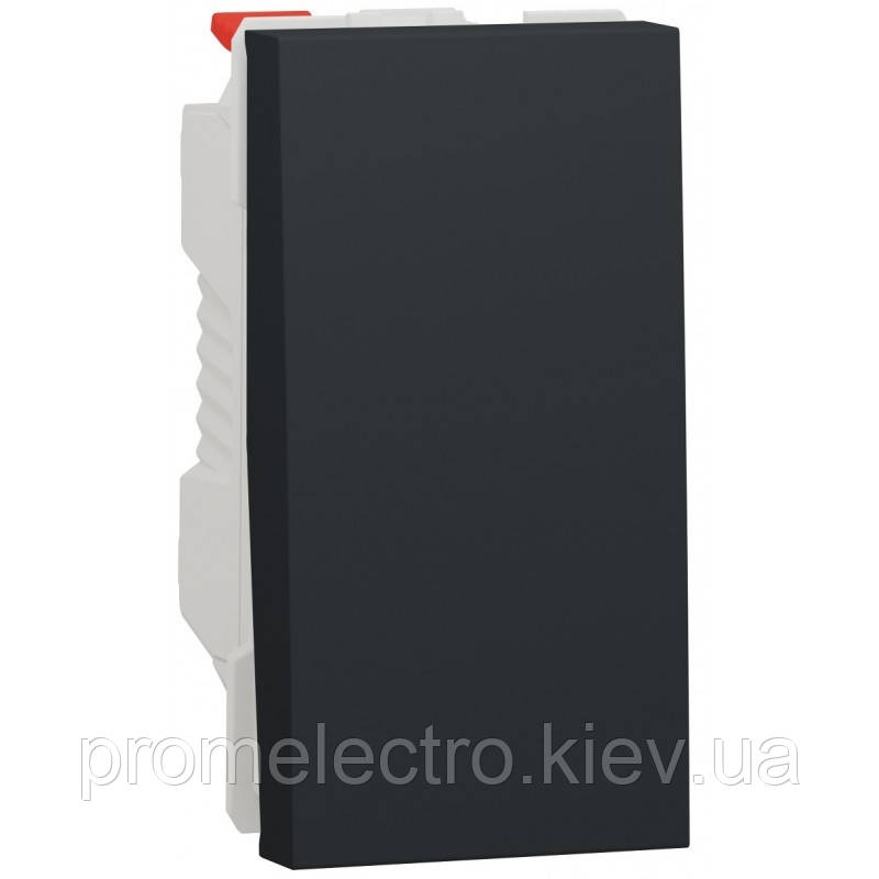 Перемикач 1-клавішний прохідний, 10А, 1 модуль, антрацит, Unica NEW NU310354