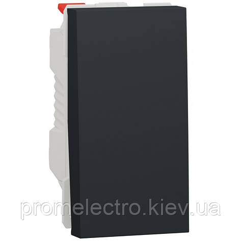 Перемикач 1-клавішний прохідний, 10А, 1 модуль, антрацит, Unica NEW NU310354, фото 1