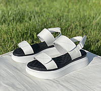 Босоножки женские натуральные кожаные сандалии кожа летние на платформе стильные белые 40 размер KraFVT 0106/2