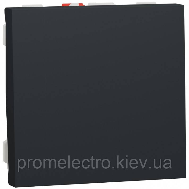 Вимикач кнопковий, 10А, 2 модуля, антрацит, Unica NEW NU320654