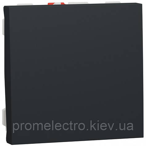 Вимикач кнопковий, 10А, 2 модуля, антрацит, Unica NEW NU320654, фото 1