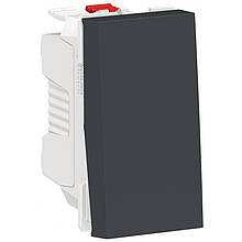 Вимикач кнопковий, 10А, 1 модуль, антрацит, Unica NEW NU310654