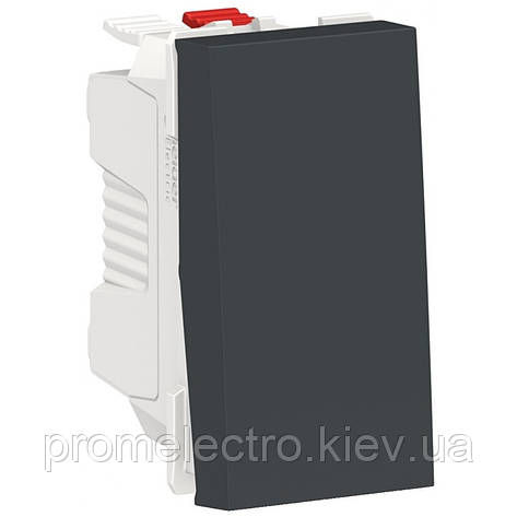 Вимикач кнопковий, 10А, 1 модуль, антрацит, Unica NEW NU310654, фото 1