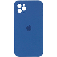 Силиконовый чехол Full Silicone Case для iPhone 11 Pro/Айфон 11 Про c закрытым низом и защитой камеры Синий