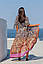 Пляжна яскрава довга туніка, Шикарна шифонова пляжна туніка на запах жіноча довга, фото 3