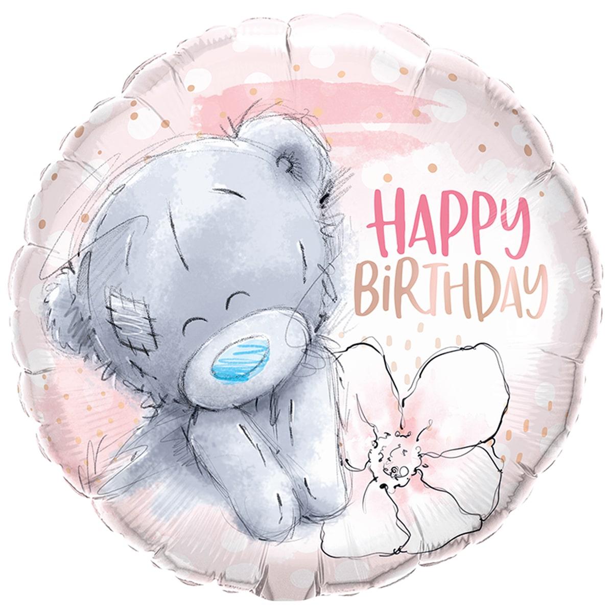 Q 18" Тедді з квіткою Me to You Teddy. Куля фольгована З Днем народження — В УП