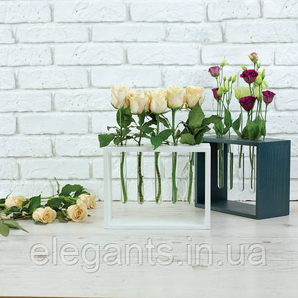 Декоративна біла підставка під квіти на 5 пробірок, фото 2