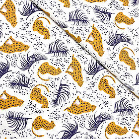 Польська бавовняна тканина "Леопарди з синіми пальмами"
