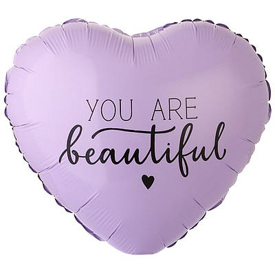 ВЗ 18" YOU ARE BEAUTIFUL. Фольгована куля серця. В УП.