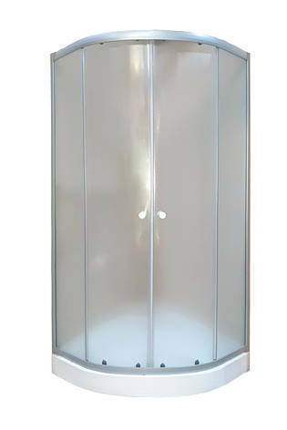 Душова кабіна 90х90х195 см з низьким піддоном, матове скло, профіль сатин, фото 1