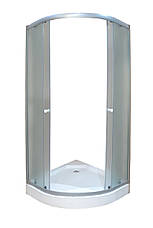 Душова кабіна 90х90х195 см з низьким піддоном, матове скло, профіль сатин, фото 2